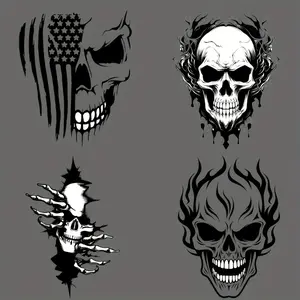 6Pcs Skull DTF Transfer Stickers DIY Heat Transfer Design for Tshirt Mask Jeans Backpack Washable No Iron Needed Crafts Accessories