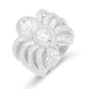 【#R296 】S925 Sterling Silver Cut Synthetic Moissanite Ring Animal Spider Ring Suitable for Men and Women Hip Hop Jewelry Gift