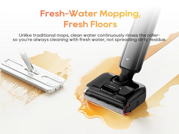 [New Launch] DREAME Aero Wet Dry Vacuum Cleaner, All-in-ONE Vacuum Mop for Wet & Dry Messes, 0 Hair Residue Great for Pet Owners, One-Press Self-Clean, 180° Lie Flat, 35mins Runtime for Hard Floor Cleaning