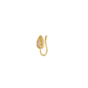 New non-piercing nose clip, copper inlaid with diamonds, U-shaped geometric heart crown nose ring, non-piercing nose accessory