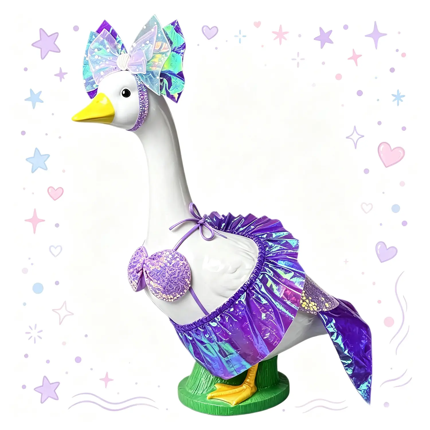 Mermaid Porch Goose Outfits, Summer Lawn Goose Statue Bikini Costume, Cement/Plastic Goose Clothes Swimsuit,23" Yard Goose Statue Patio Garden Decoration(Blue), Gift