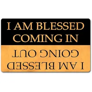 Funny Welcome Doormat For Entrance Way Indoor RugI Am Blessed Coming I Am Blessed Going Out House Warming New Home Gift Prank Novelty Mats Indoor Decor Mats No Slip Kitchen Mats