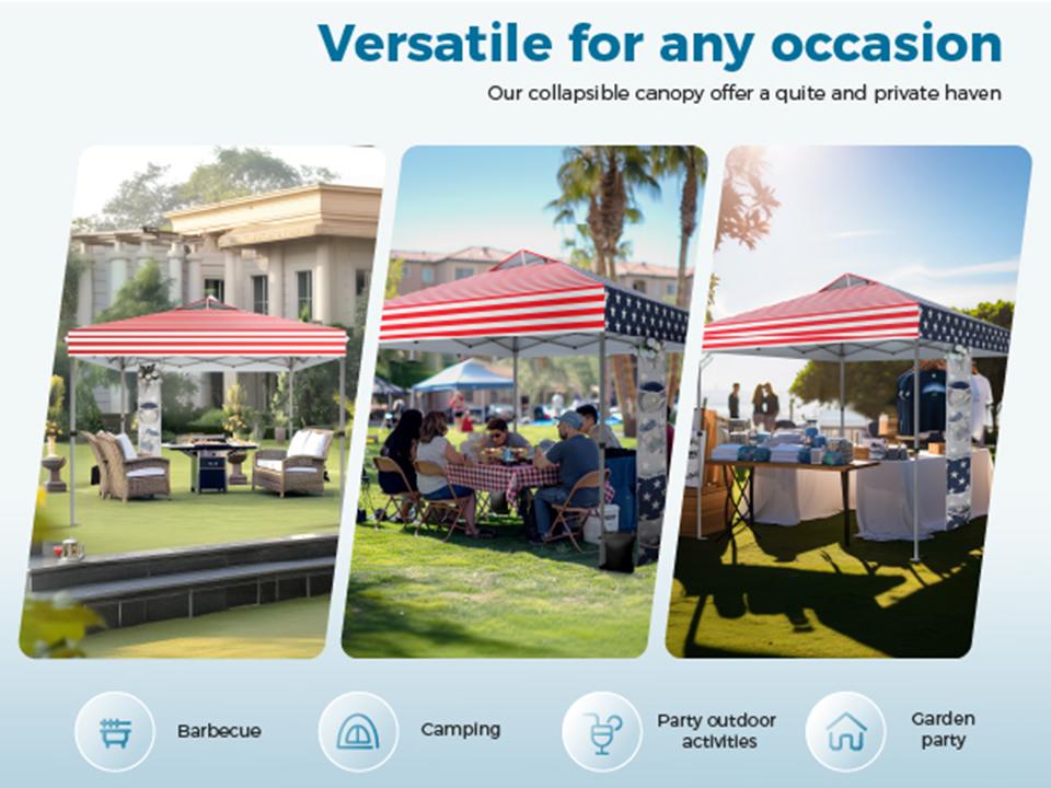 [Waterproof & UV-Resistant] PHI VILLA 10x10ft/ 12x12ft Pop-up Canopy Tent, Instant Portable Canopy Tent Outdoor Gazebo, One-Push-To-Lock Outdoor Gazebo with Roller Bag