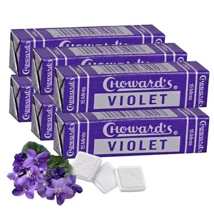 Violet Mints Candy | Bold Aromatic Flavor | Perfect for Snacks in Lunchboxes, Travel, Sharing, and Gifting | Nostalgic Vintage Candy | 6 Pack (15 Mints Per Package)