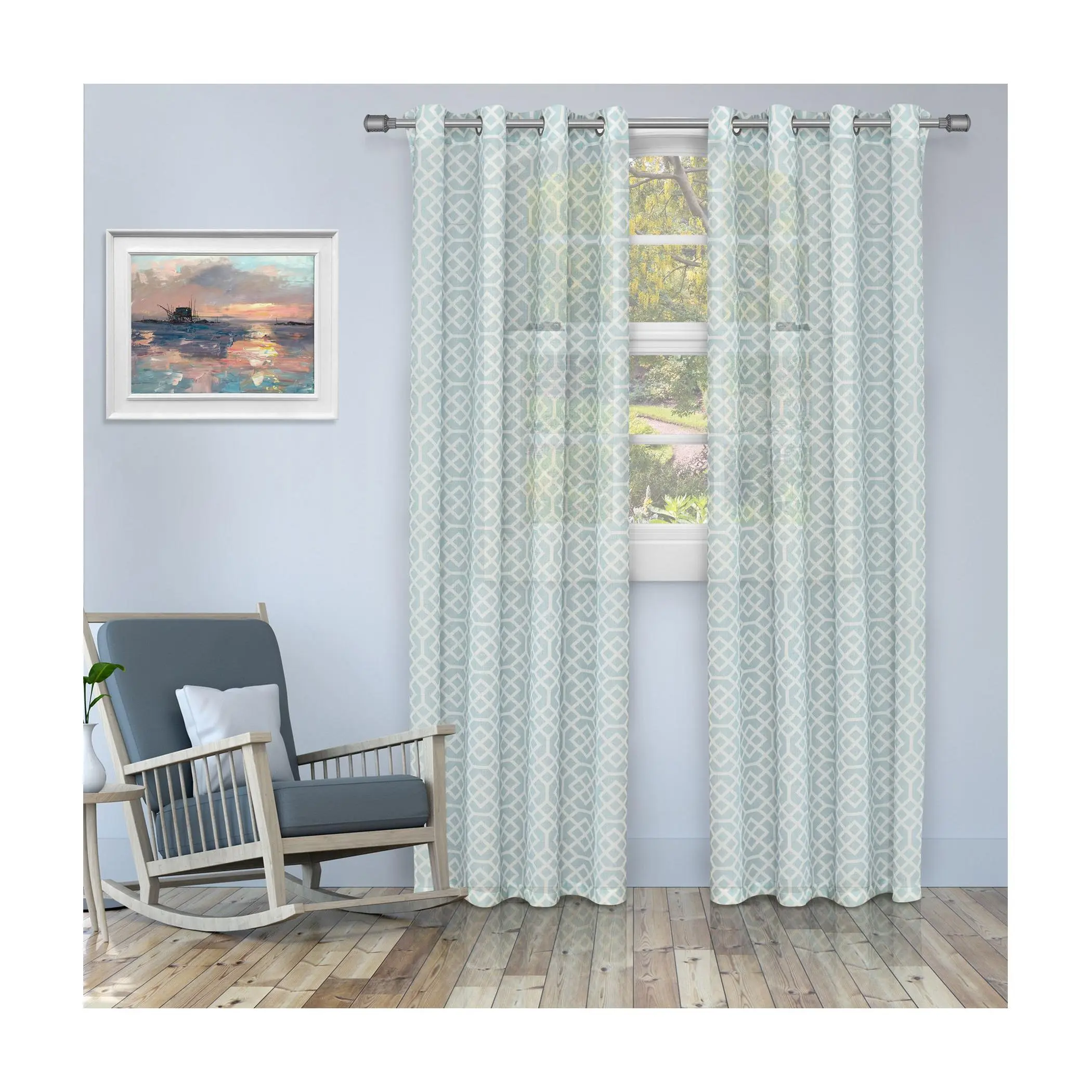 Superior Honeycomb Semi-Sheer Grommet Curtain Set, 52 x 84
