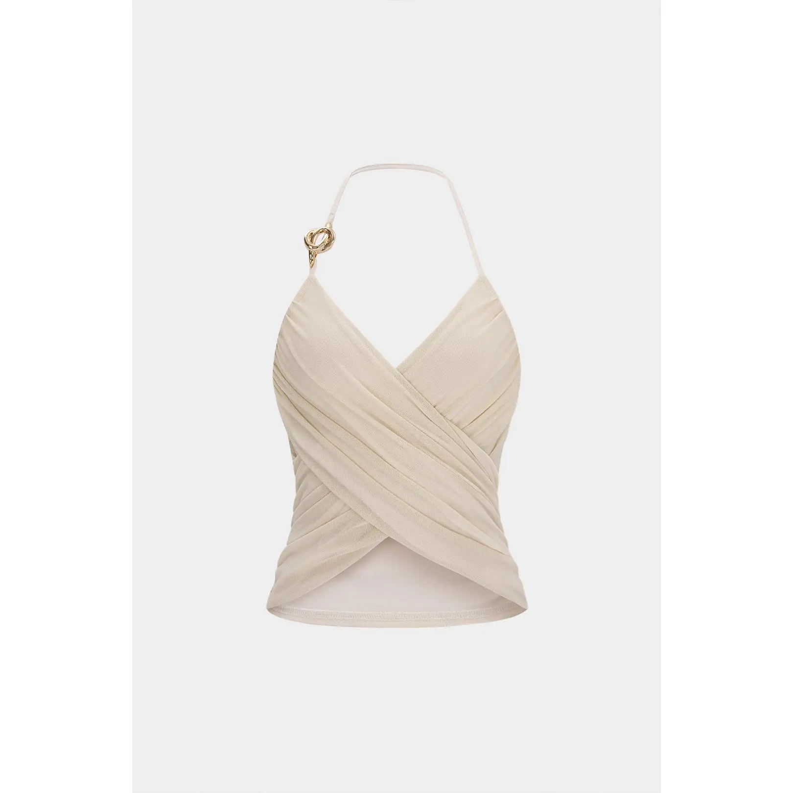 Halter Neck Crossed Ruched Cami Top