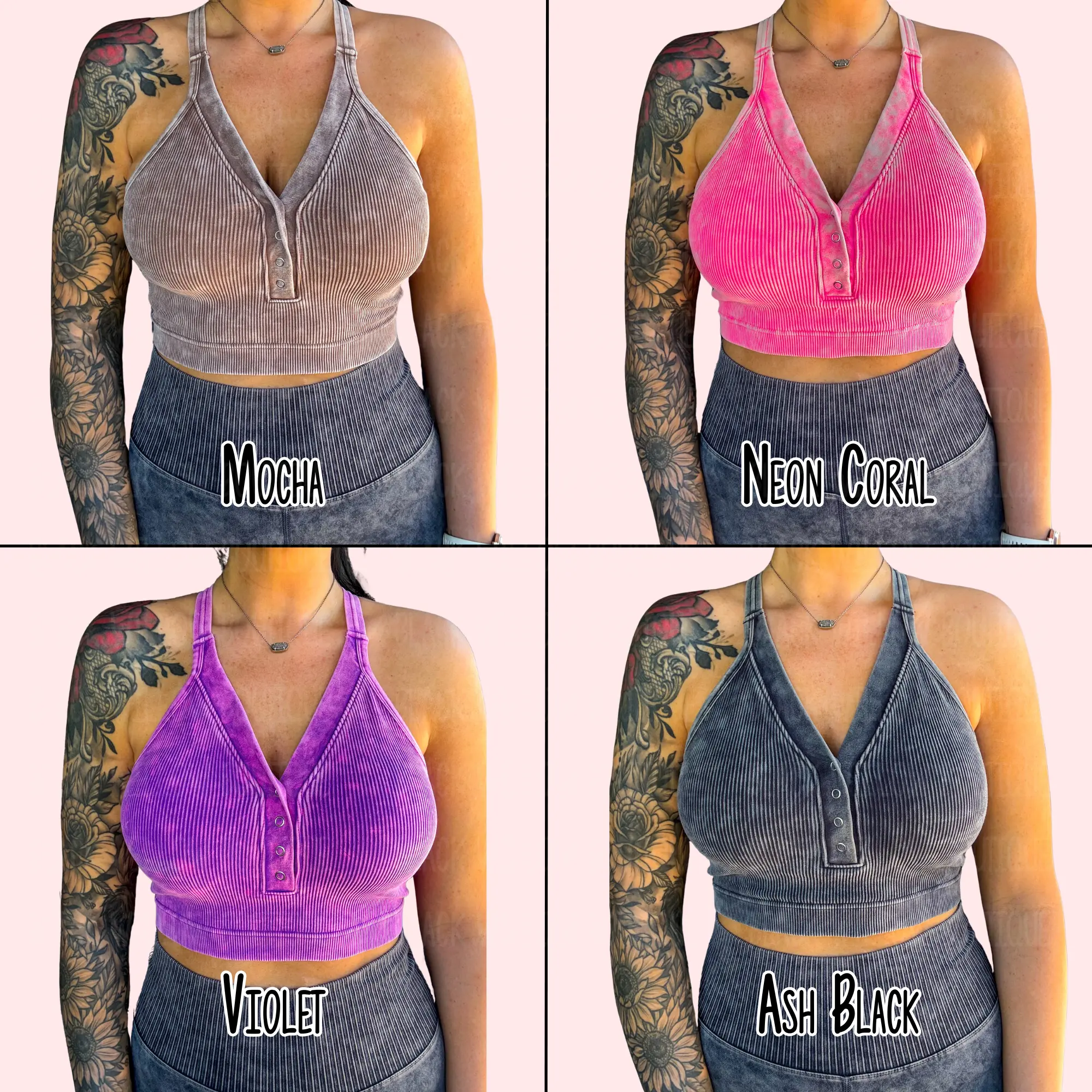 The Mia Acid Washed V-neck Tank