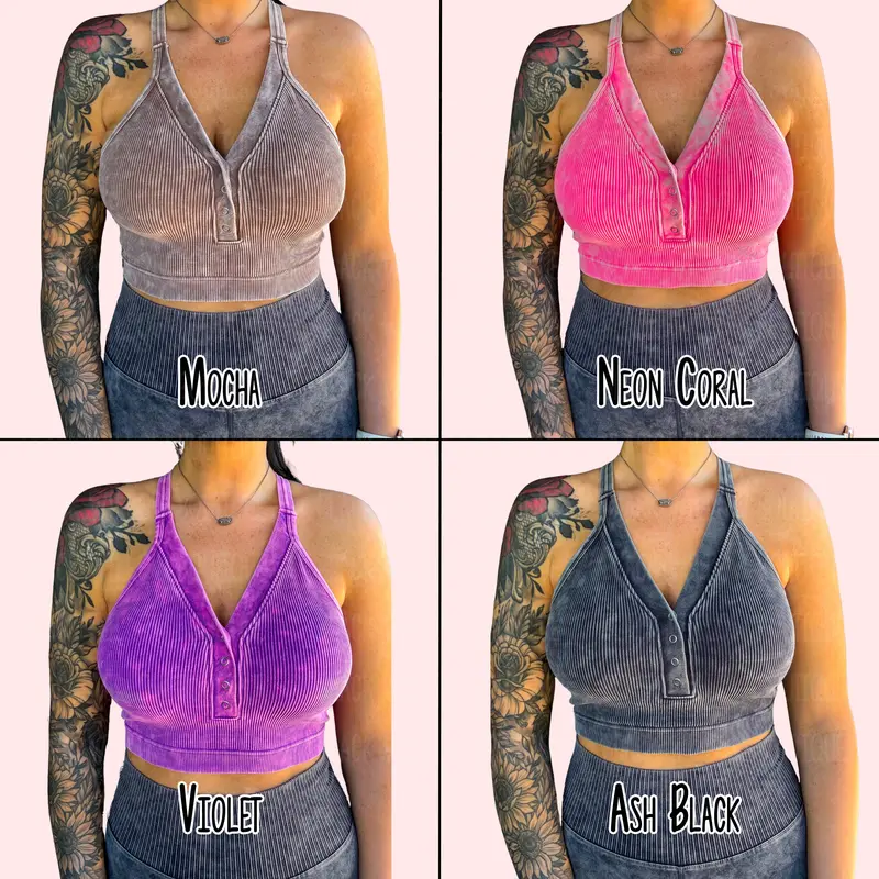 The Mia Acid Washed V-neck Tank