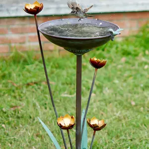 11.4" W x 32.3" H Cast Iron Pedestal Bird Bath, Bird Baths for Outdoors,Vintage Metal Bird Bath Garden Yard Decoration