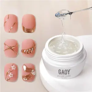 3D Sculpting Gel for Nail Art, Semi-solid Modeling Gel for Rubbing Chrome Nail Powder, Sticking Rhinestones and Painting, No Wipe