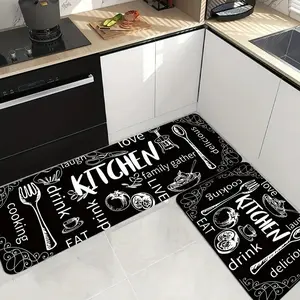 Kitchen Letter Print Design Diatomaceous Earth Mat, 5 Sizes Available, High-Quality Diatomaceous Earth, Non-Slip Rubber, Easy Cleaning, Reusable