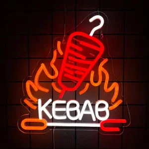 Neon Signs for Wall Decor Light Up Letters Led Sign Birthday Party Gifts Led Decorative Night Signs Room Decorations Supplies Neon Party Sign for Store Home Dorm Bedroom (Kebab)