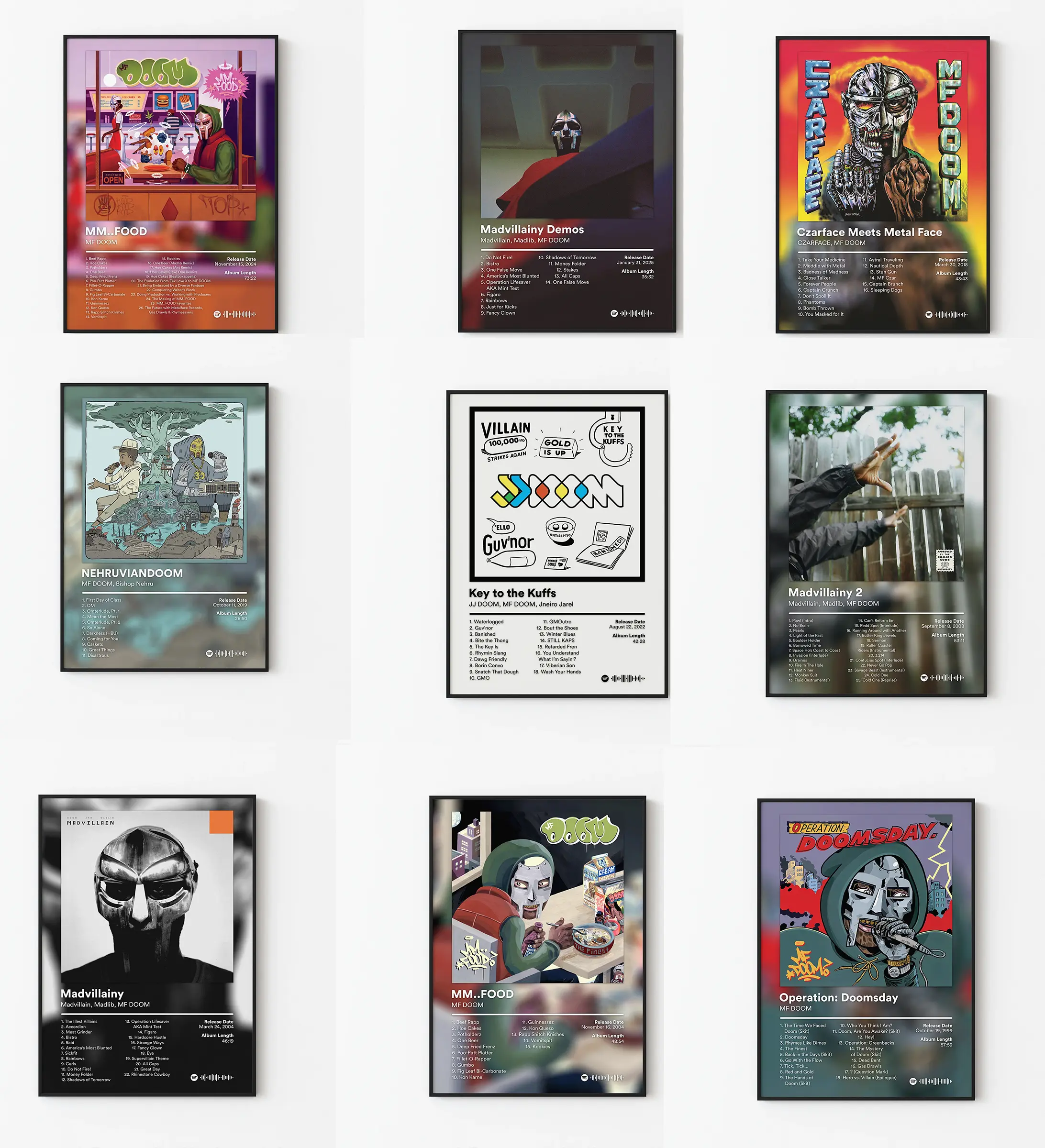 Set 9 MF Doom Music Bundle Album Cover Poster Wall Art HD Print Unframed Aesthetic Room Home House Modern Wall Decor Trendy Gift.