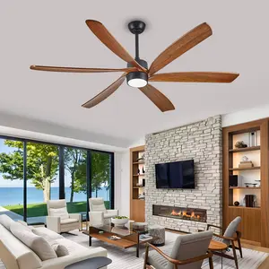 6 Blade Indoor/Outdoor Solid Wood Ceiling Fan with LED Light