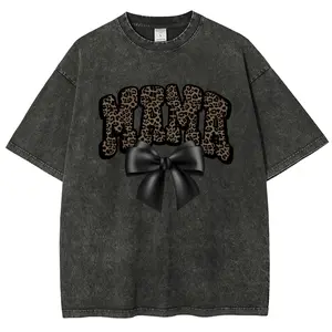 "Mama" Vintage Washed T-Shirt, Leopard Print Design, Butterfly Pattern Print, A Gift For Mom, Fashionable Street Style