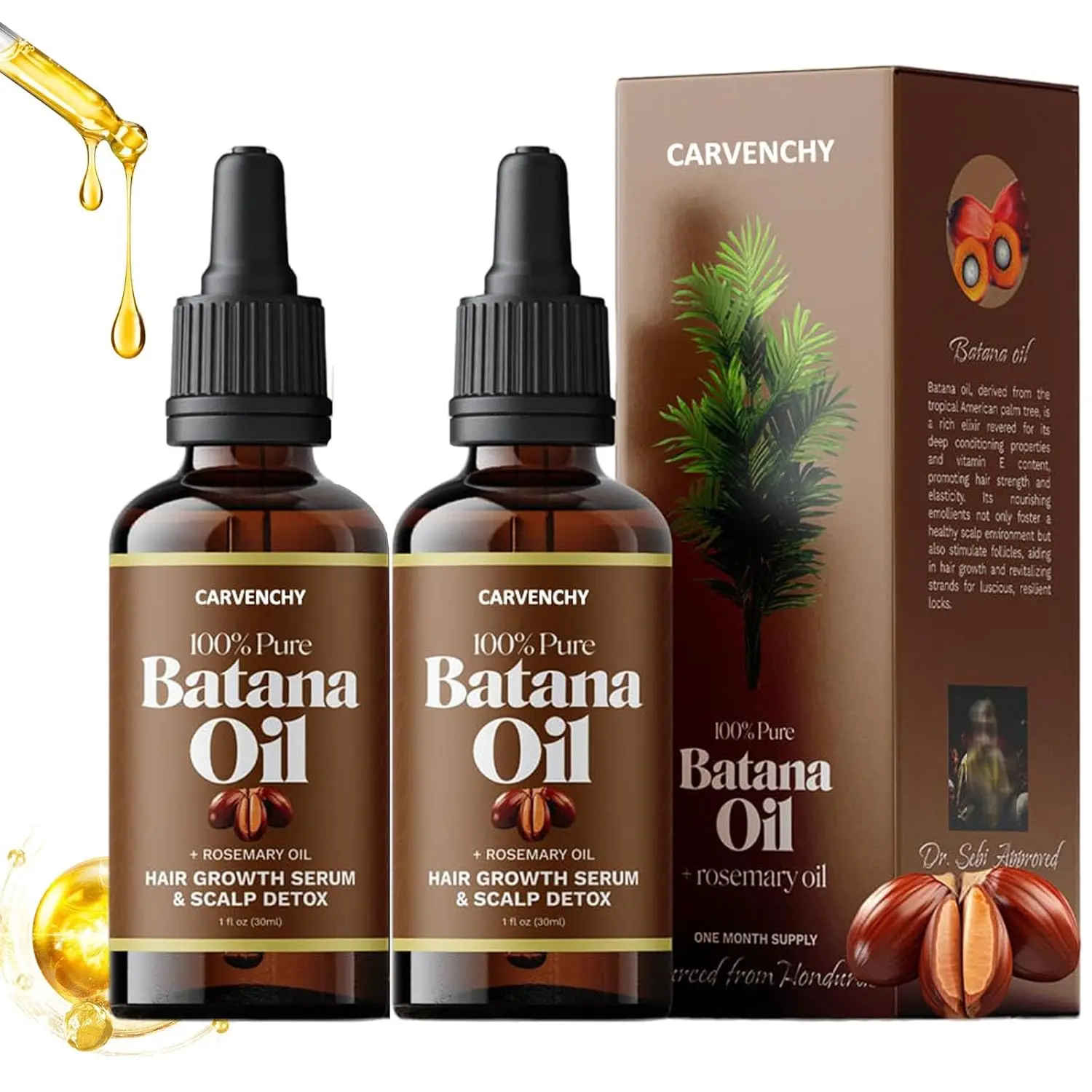 Batana Oil with Rosemary for Revitalizes hair - Nourish Scalp for Strong & Healthy Hair, Organic Batana Oil with Rosemary (30 mL) Haircare Rosemary Oil