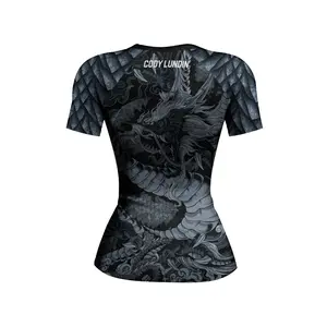Women's Short-Sleeve Spandex Compression T-Shirt (KL003) - Cody Lundin Sublimation BJJ Jiu Jitsu Rash Guard, Moisture-Wicking Round Neck Fighting Top, Tattoo-Friendly Cool Casual Wear, Compression Shirt