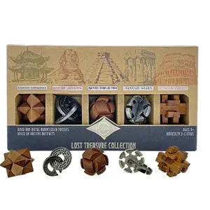 True Genius Lost Treasure Collection with metal and wooden brain teaser puzzles. A great gift for that brainy person you know.