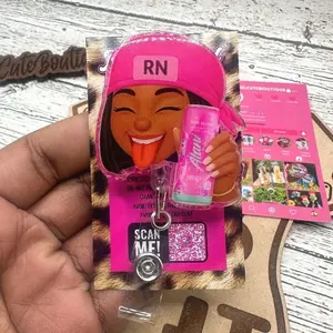 Nurse Energy Hospital ID Healthcare Worker Lab Xray Pharmacy Reg  Glitter Acrylic Badge Clip Badge Reel