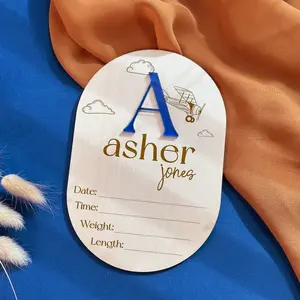 Plane Personalized Baby Newborn Sign | Baby Arriving Sign | Newborn Announcement Sign | Baby Name Announcement | Newborn Sign Custom | Pregnancy Announcement | Wooden Name