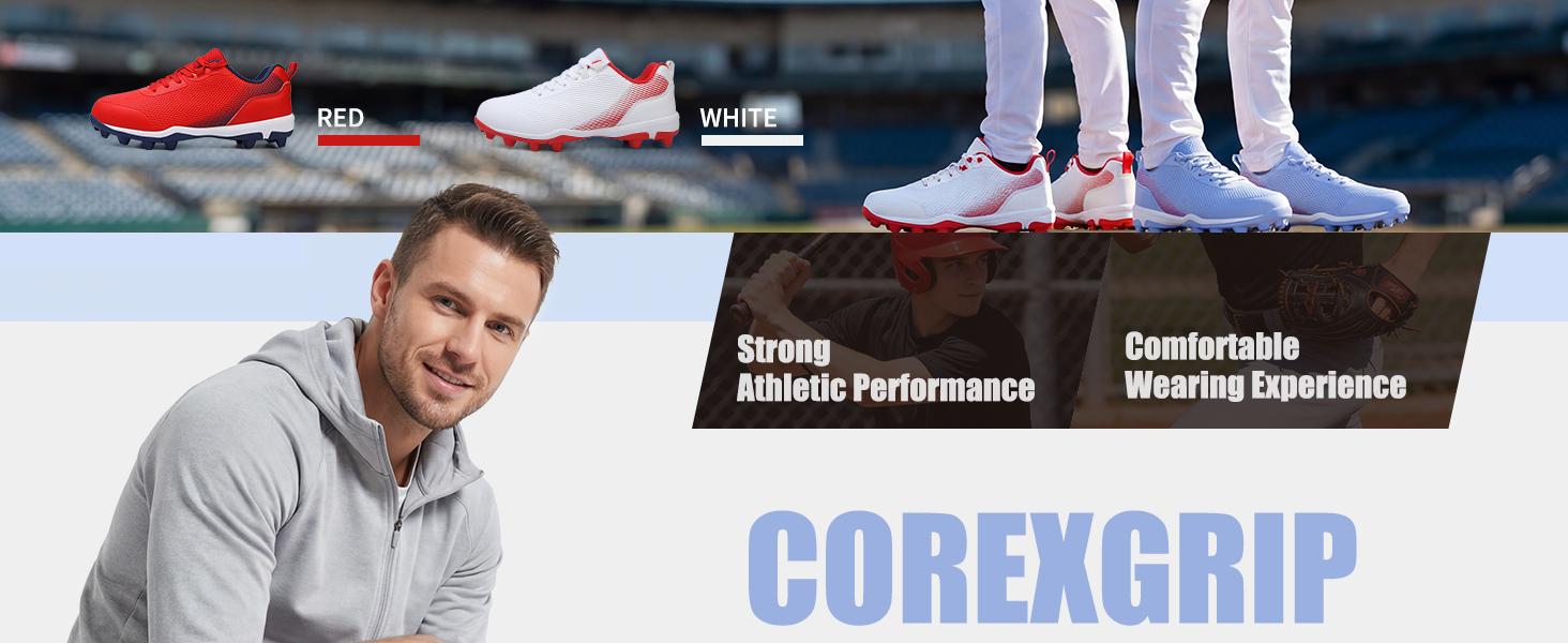 Baseball Cleats Men Molded Rubber Studs Mens Softball Shoes Turf Dirt Fields