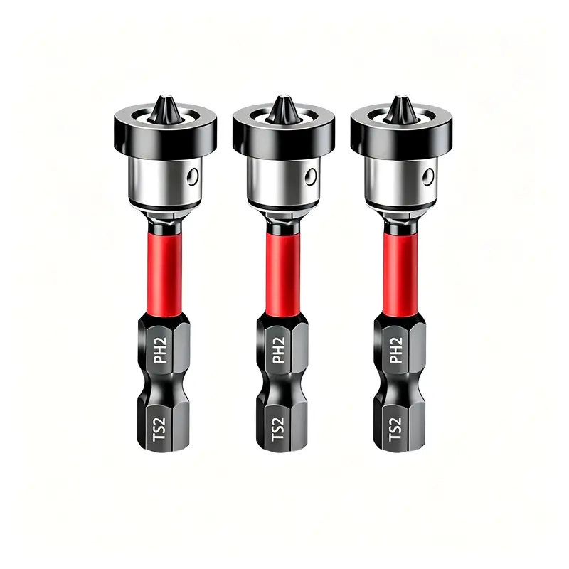Summervibes 3pcs Alloy Steel Drywall Bit Attachment with Depth Stop, PH2 Magnetic Screwdriver Bits, 1/4" Hex Shank, for Countersinking Screws in Thick Plasterboard, Ideal for Drywall Work