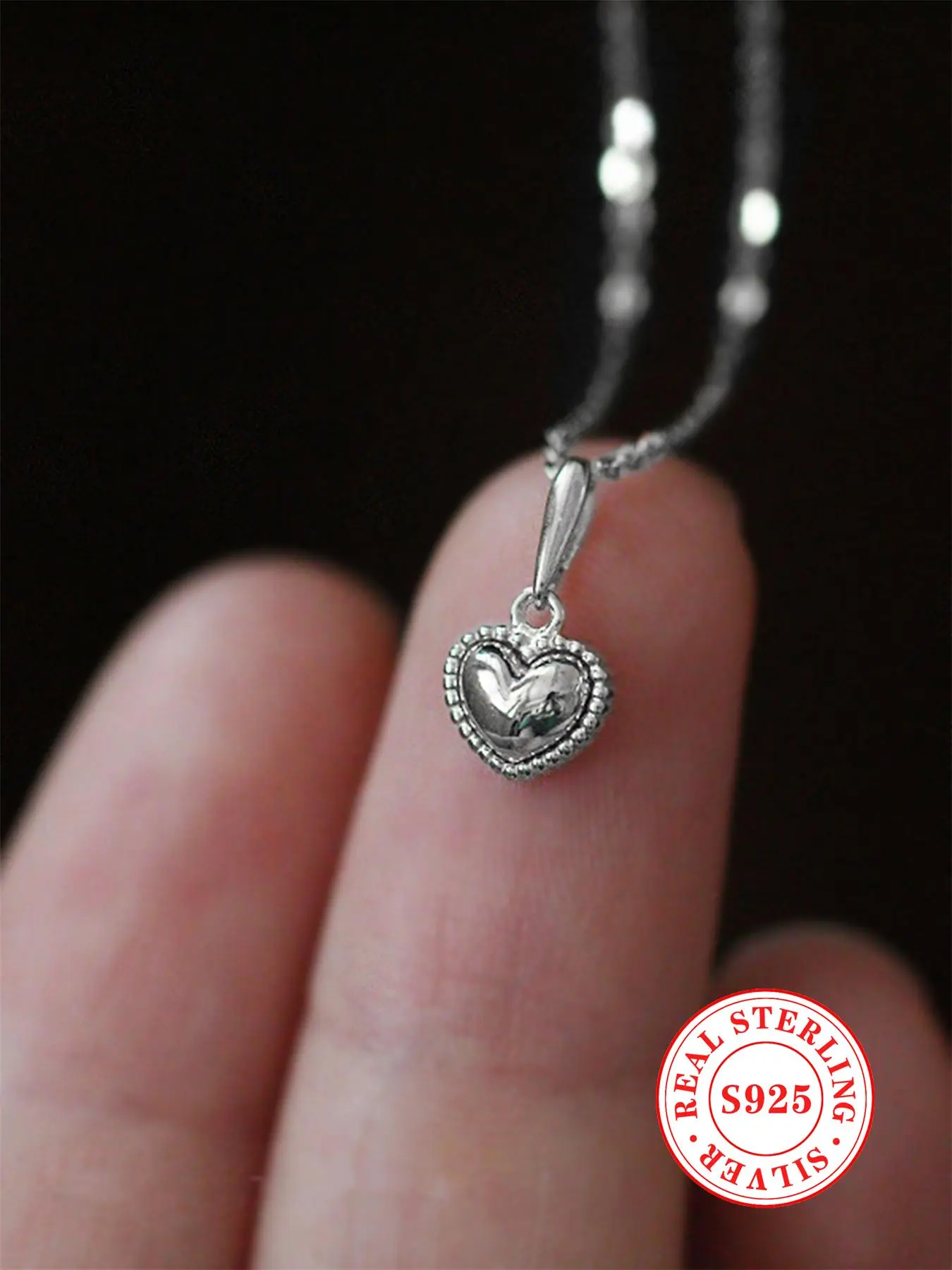 925 Sterling Silver Heart Shaped Pendant Necklace, Love Heart Necklace for Women & Girls, Fashion Rhinestone Decor Jewelry for Party, Daily Decor, Trendy All-match & Exquisite Jewelry for Birthday Gift