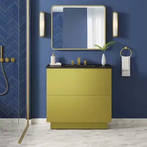 Modway Quantum 36" Bathroom Vanity in Black Gold
