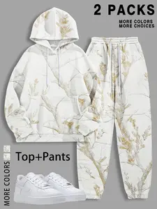 Women's Camo Hoodie Set with Kangaroo Pocket & Fleece Lining, Long Sleeve Loose Casual Fall Winter, Drawstring Comfort Design