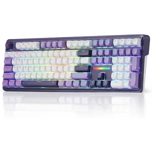 K745 PRO  Gasket RGB Gaming Keyboard, 108  Mechanical Keyboard w/Extra 4 Hotkeys, Hot-Swap Socket, 5-Layer Noise Dampening, See-Through Round PBT Keycaps, Mint Mambo