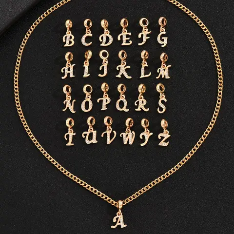 Alphabet Charm Pendant Necklace for Men, Letter Necklace, Letters Necklace, Stainless Steel Jewelry, European and American Men's Jewelry A-z Studded with Rhinestone Decor, Perfect for Gift, Trendy Charms Necklace, Charm Necklaces, Accessory Necklace