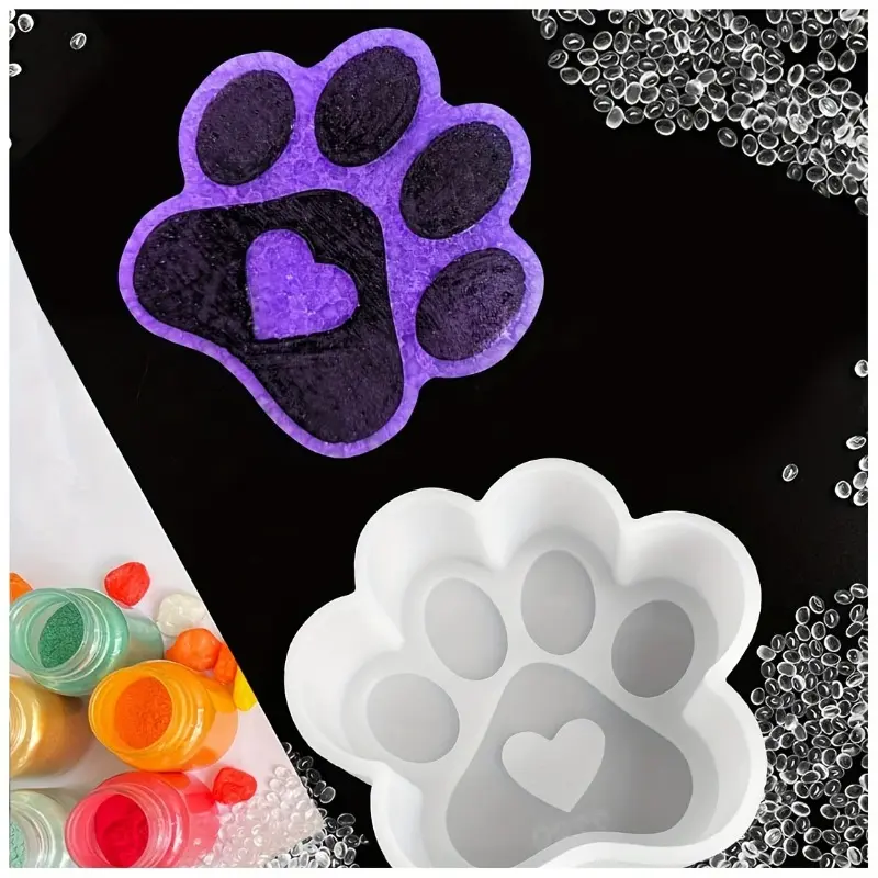 2pcs Paw Print Heart Freshie Soap making mold, Full Silicone Car Freshie Mold For Freshies Making Aroma Bead Soap Candle Wax Melt Resin Silicone Mold DIY Handmade Craft Soap Molds, Silicone Molds For Crafts