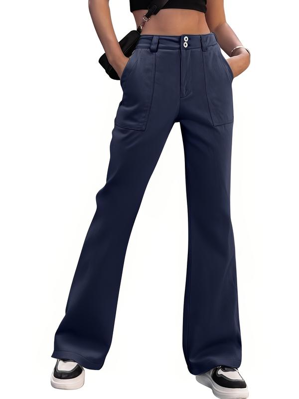 Women's Mid-Rise Straight Leg Jeans - Stretchy Soft Fabric for All-Day Comfort, Wide/Flare Leg Design with Functional Pockets asual straight leg business work pants Rise Loose Jeans Low denim