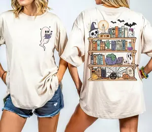 Ghost Book Reader Tshirt, Halloween Library Shirt, Halloween Reading Tee, Book Lover Gift, Skeleton Book Club, Reading Girl Shirts