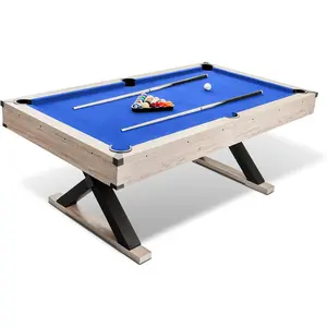 【Christmas Gift】Blue 7 FT Billiard Table Set with 2 Cues, Ball Set, Cue Rack and Cleaning Brush，Exquisite Design, Complete Accessories, Sturdy Construction, 84" L x 46.5" W x 32.7" H
