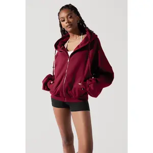 Zip Cloud Hoodie - Crimson (with toggles)