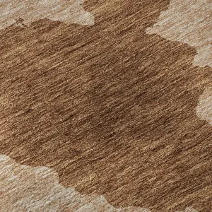 HomeRoots 677063 9x12 ft. 2-Toned Terra Cotta & Beige Abstract Transitional Colored, Full-Sized, Large-Format Washable Machine-Made Rectangle Area Rug with UV Protection, Colored Area Rugs, Full-Sized Area Rugs