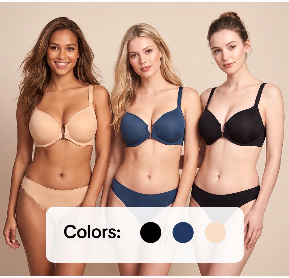 HSIA CrossForm Front Closure Full Coverage Underwire Bra 3D Contour Cups Back Smoothing Breathable Comfort Support