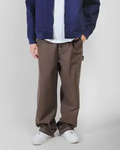 Brooklyn Cloth Back Elastic Waist Canvas Pant, 100% Cotton Canvas Pants with Back Elastic Waist and Functional Side Back Pockets, Chestnut, Small to Large