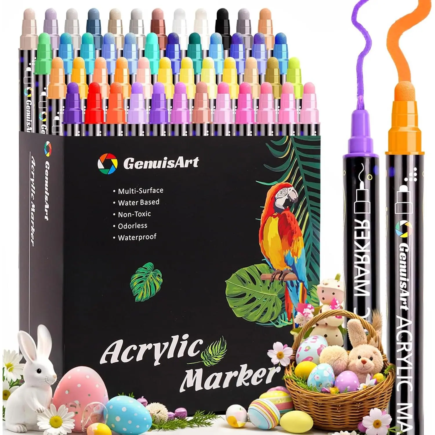 48 Colors Dual Tip   Pens Markers,  Painting Markers Stocking Stuffers for Rock, , Fabric, Glass, Canvas, Ceramic, Easter Gifts for DlY Crafts Art Supplies