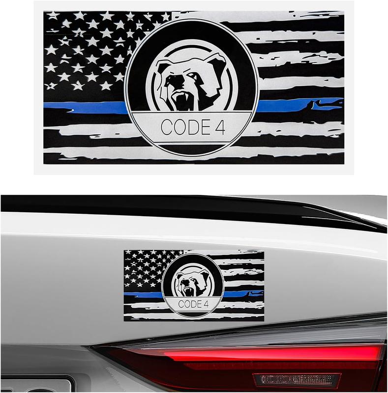 5PCS Thin Blue Line Sticker Code 4, Police Support Sticker American Flag Thin Line Decal, Waterproof Thin Line Flag Stickers Support Law Enforcement for Car Window Laptop