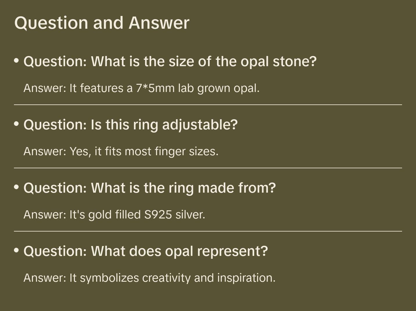 Opal Oval Cut Vintage Style Adjustable Ring