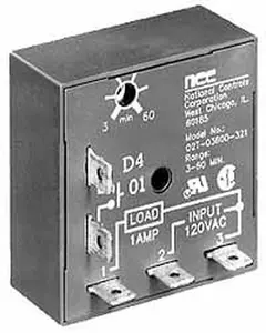 NCC 5 Pin, Time Delay Relay 1 at Resistive or Inductive Load Contact Amp, 120 VAC, On Board Trimpot Q2T-00010-321