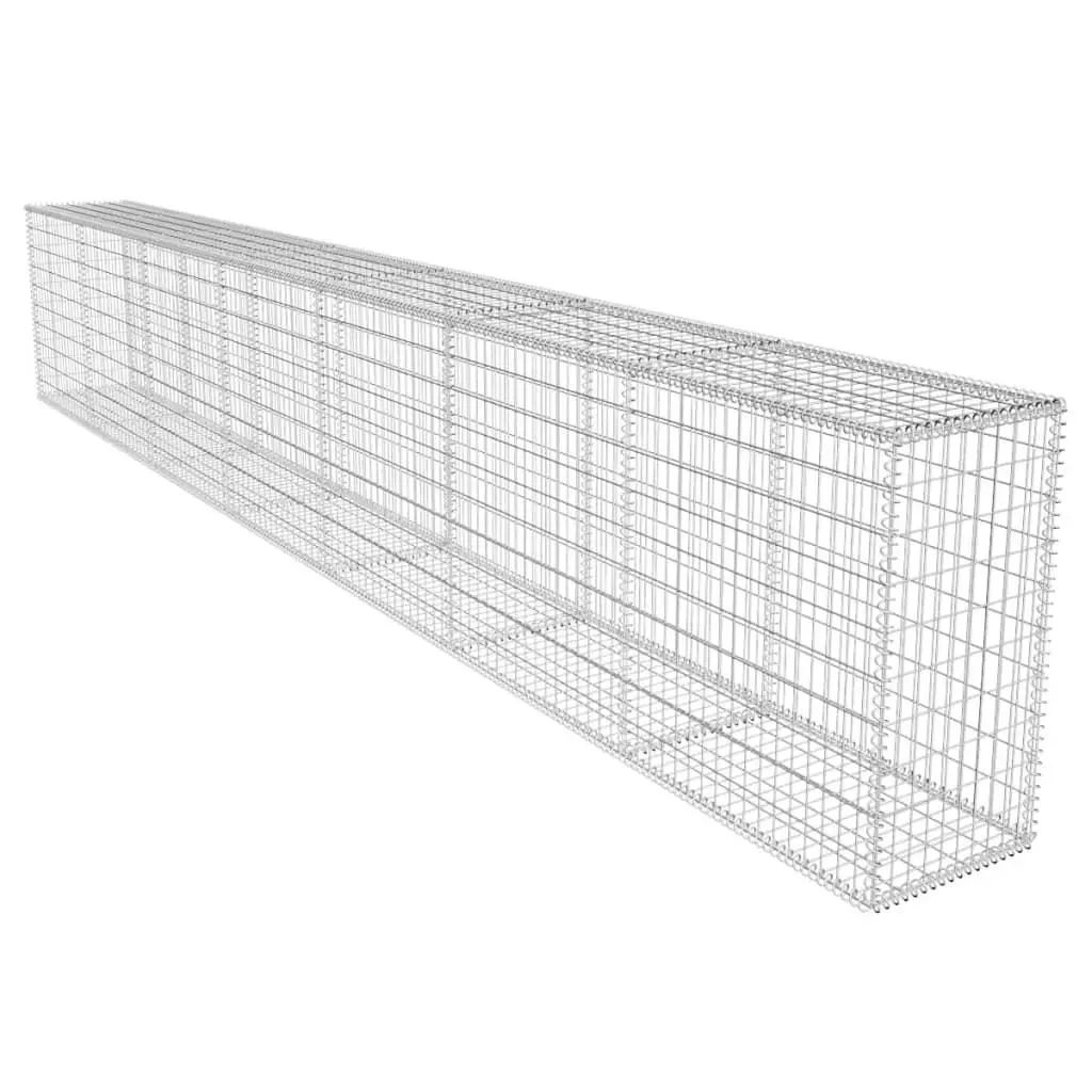 vidaXL Gabion Wall with Cover Galvanized Steel 236.2"x19.7"x39.4" Edging Cage 142530