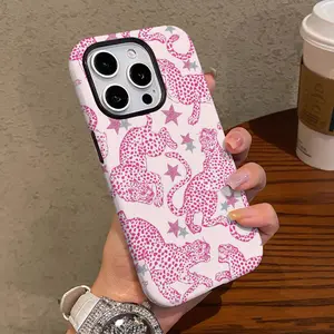 Leopard Star Pattern Dual-Function Phone Case, Durable Shockproof Fashion Protection for iPhone 11 12 13 14 15 16 17 Pro Max, Samsung Galaxy S25 S24 S23 Ultra