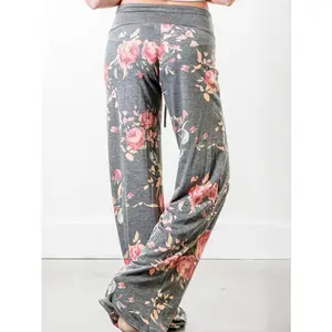 Plus Size Floral Print High Rise Drawstring Long Pants - Comfortable Slight Stretch Loose Fit, Casual Chic Style, Soft Fabric, Versatile Wear, Easy to Move - Women's Relaxed Fit Pants for Daily Life