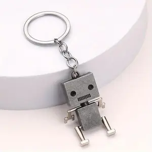 Funky Cartoon Robot Metal Keychain for Men - Zinc Alloy, Creative Movable Design, Cartoon Badge, Mini EDC, Modern Metallic Style, Metal Keychain Keychains, Cartoon Badge Keychains