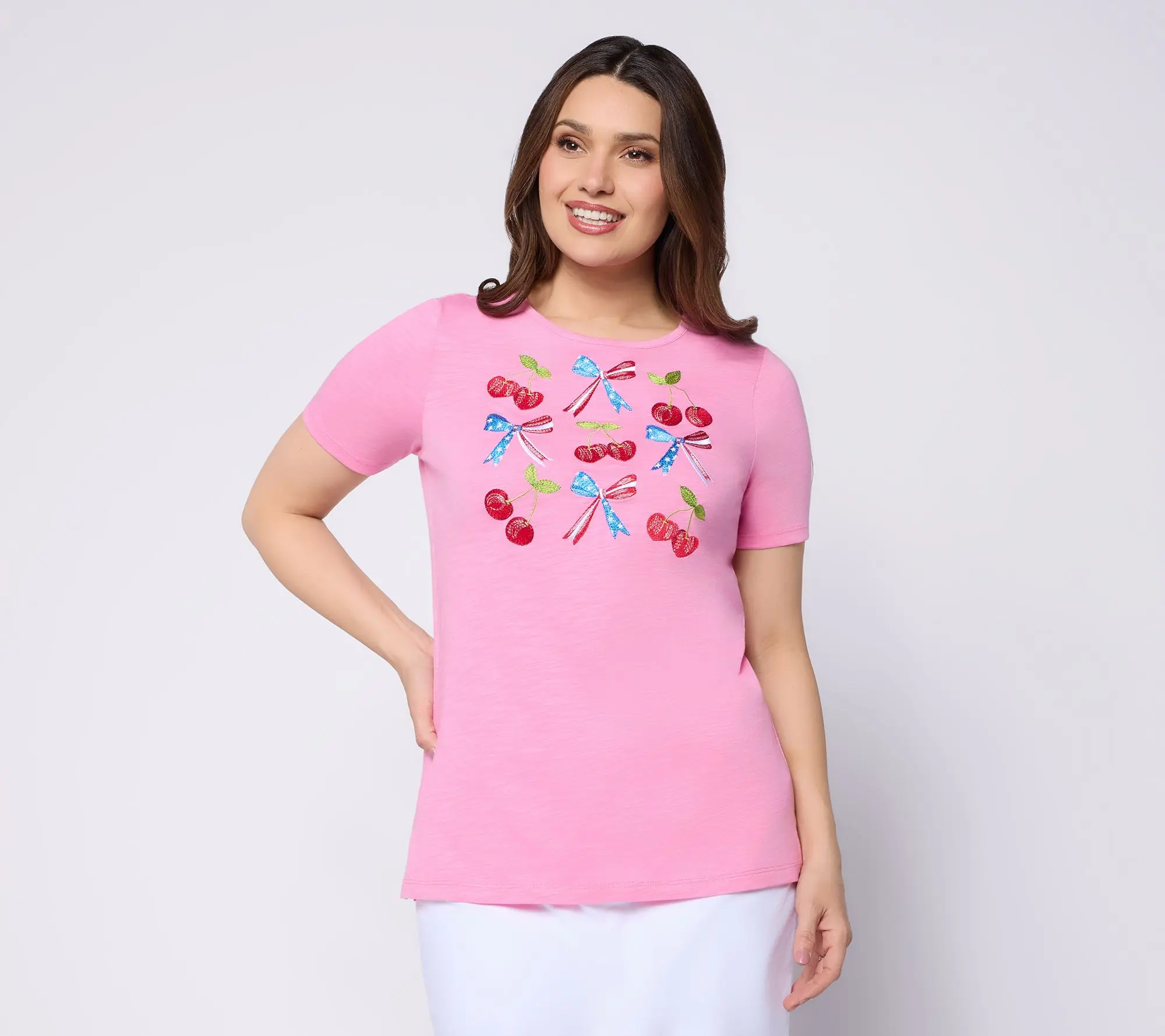 Quacker Factory A Cherry on Top Short Sleeve Top