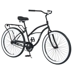 26-Inch Men's Beach Cruiser Bike: Single-Speed Design, Steel Frame, Wide Wheels for Stability, Rear Coaster Brakes, Multiple Color Options
