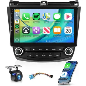 Android 15 Car Stereo for Honda Accord 2003-2007 Radio Wireless Carplay Android Auto 10.1 inch 1080P HD IPS Touch Screen DSP EQ Built-in GPS Chip MirrorLink WiFi Bluetooth FM/RDS AHD Backup Camera Mic